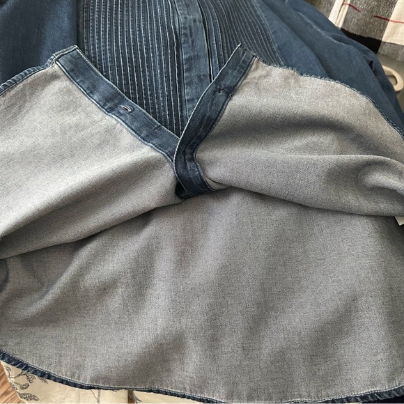 BANANA REPUBLIC Denim Tuxedo Shirt Long Sleeve Button Up Western Casual Size XL - Picture 8 of 13